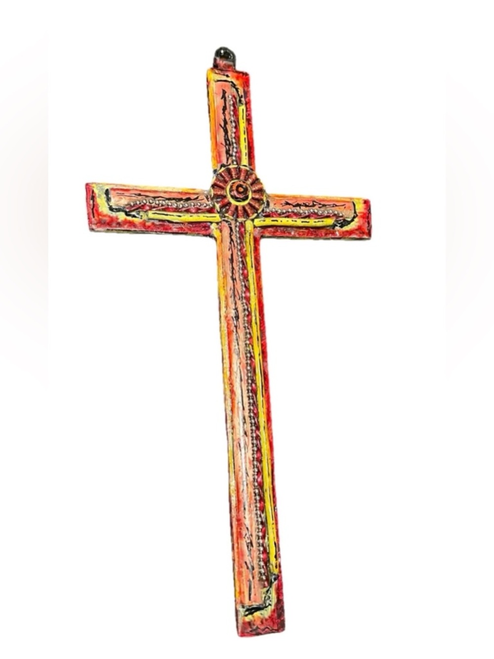 Joesph Cole Artist 12” Decorative Wall Cross in Red and Yellow